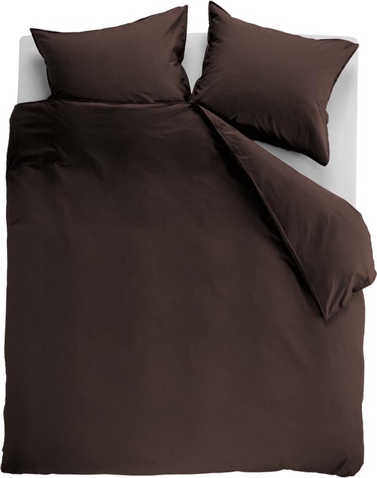 Ambiante Cotton Uni dekbedovertrek - Effen - Lits-Jumeaux - 240x200/220 cm - Bruin