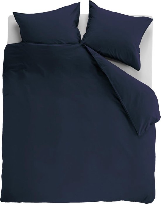 Ambiante Cotton Uni dekbedovertrek - Effen - Lits-Jumeaux - 240x200/220 cm - Donker Blauw van Ambiante