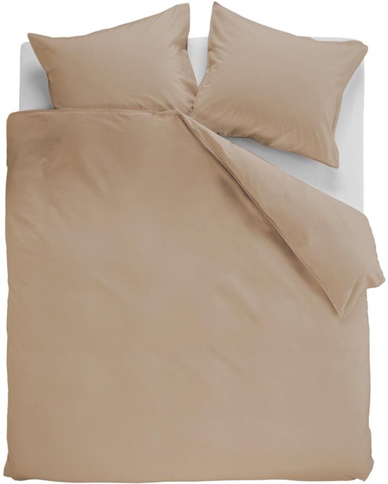 Ambiante Cotton Uni dekbedovertrek - Effen - Lits-Jumeaux - 240x200/220 cm - Khaki van Merkloos