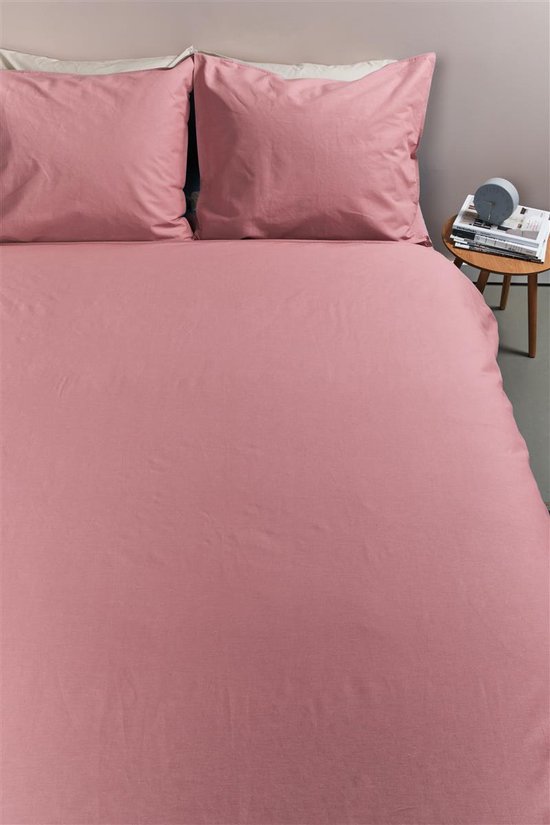 Ambiante Cotton Uni dekbedovertrek - Effen - Lits-Jumeaux - 240x200/220 cm - Roze van Ambiante