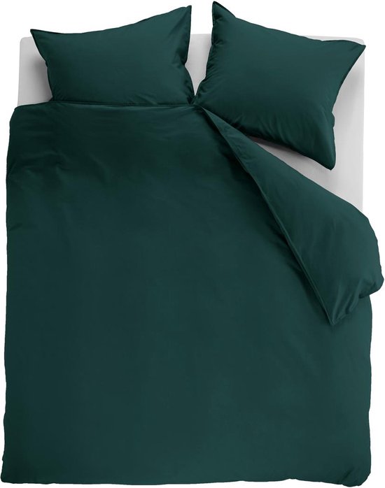 Ambiante Cotton Uni dekbedovertrek - Effen - Lits-Jumeaux - 240x200/220 - Donker Groen van Merkloos
