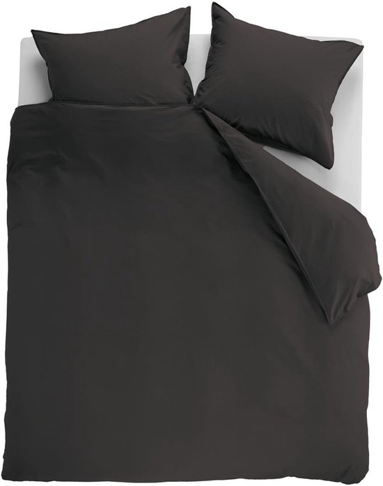 Ambiante Cotton Uni dekbedovertrek - Effen - Lits-Jumeaux XL - 260x200/220 cm - Antraciet van Merkloos