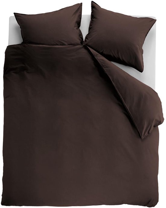 Ambiante Cotton Uni dekbedovertrek - Effen - Lits-Jumeaux XL - 260x200/220 cm - Bruin