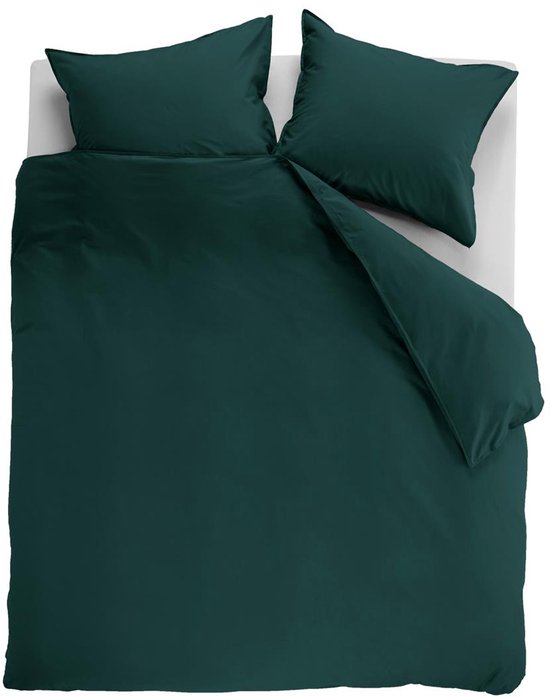 Ambiante Cotton Uni dekbedovertrek - Effen - Lits-Jumeaux XL - 260x200/220 cm cm - Donkergroen van Merkloos