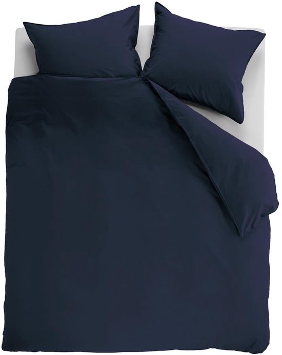Ambiante Cotton Uni dekbedovertrek - Effen - Lits-Jumeaux XL - 260x200/220 cm - Donker Blauw van Ambiante