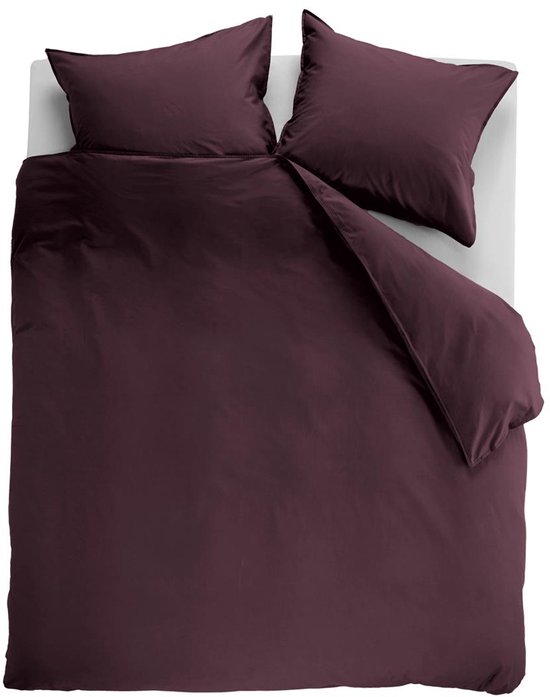 Ambiante Cotton Uni dekbedovertrek - Effen - Lits-Jumeaux XL - 260x200/220 cm - Donker Rood van Merkloos