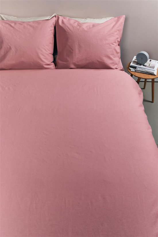 Ambiante Cotton Uni dekbedovertrek - Effen - Lits-Jumeaux XL - 260x200/220 cm - Roze van Ambiante