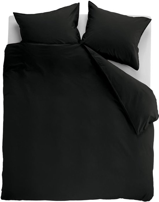 Ambiante Cotton Uni dekbedovertrek - Effen - Lits-Jumeaux XL - 260x200/220 cm - Zwart van Ambiante