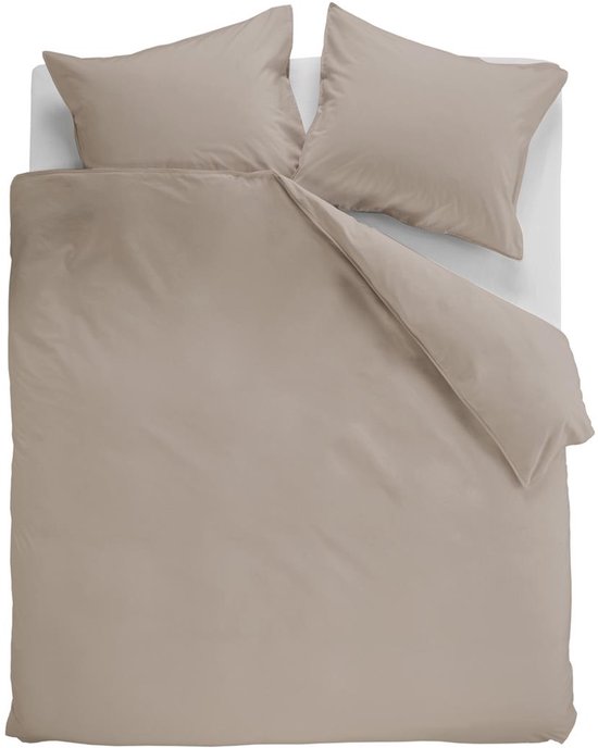 Ambiante Cotton Uni dekbedovertrek - Effen - Lits-Jumeaux XL - 260x200/220 - Taupe van Merkloos