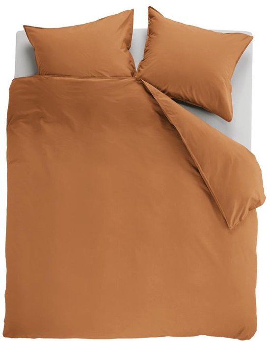 Ambiante Cotton Uni dekbedovertrek - Effen - Tweepersoons - 200x200/220 cm - Oranje van Merkloos