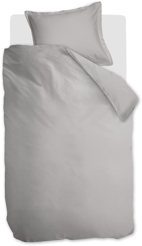 Ambiante Satin Uni dekbedovertrek - Eenpersoons - 140 x 200/220 cm - Grijs