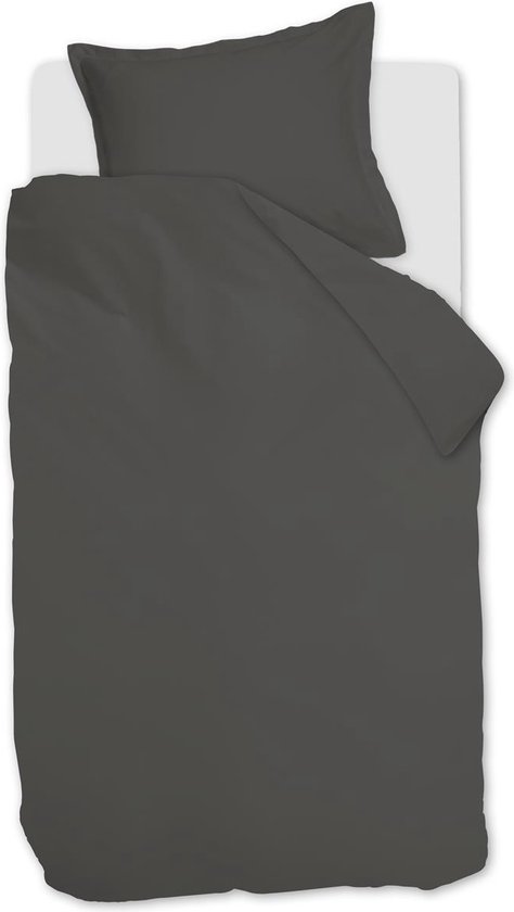 Ambiante Satin Uni dekbedovertrek - Eenpersoons - 140x200/220 cm - Donker Grijs