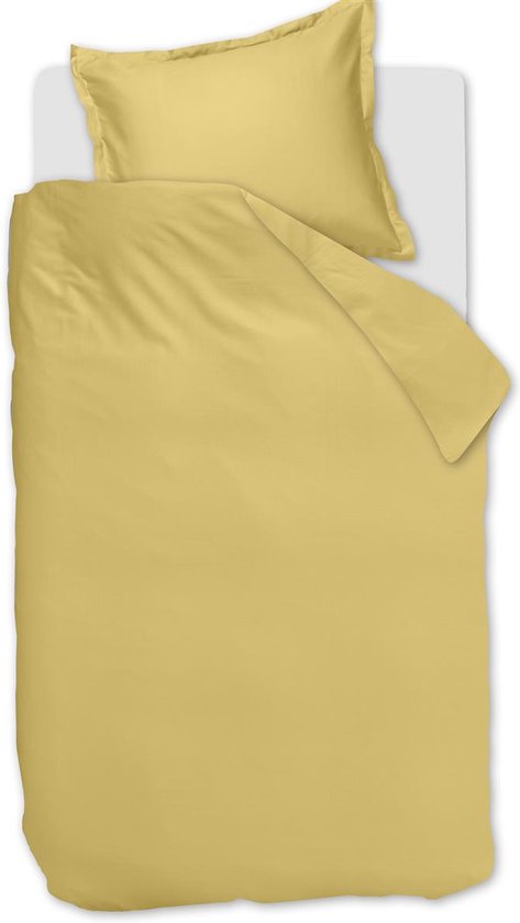 Ambiante Satin Uni dekbedovertrek - Eenpersoons - 140x200/220 cm - Licht geel van Ambiante