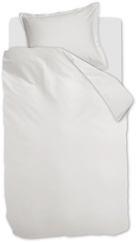 Ambiante Satin Uni dekbedovertrek - Eenpersoons - 140x200/220 cm - Wit van Ambiante