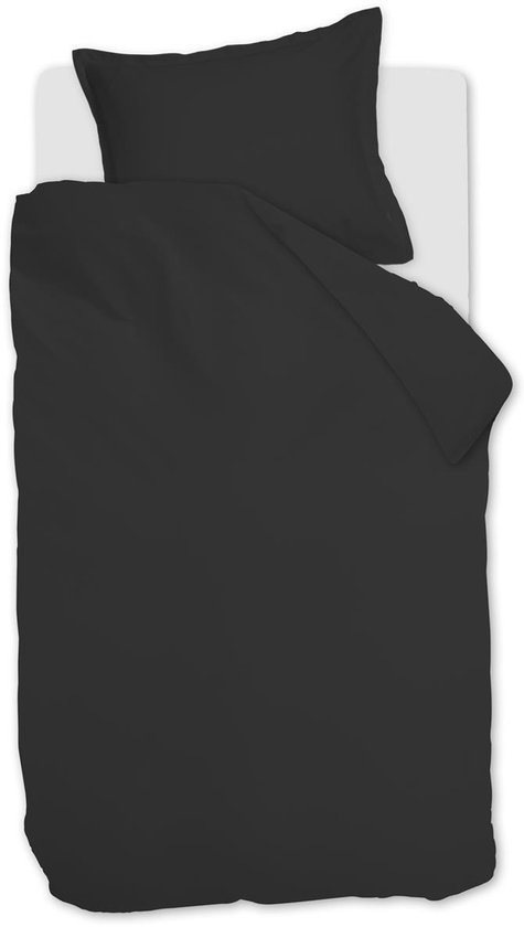 Ambiante Satin Uni dekbedovertrek - Eenpersoons - 140x200/220 cm - Zwart