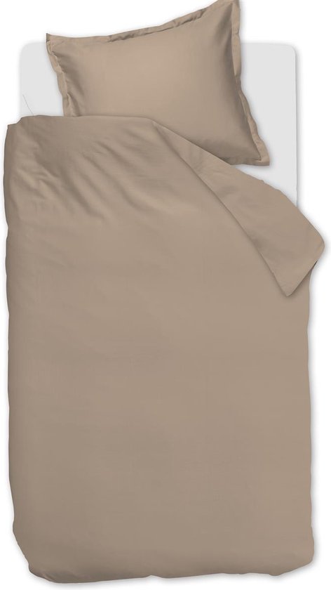 Ambiante Satin Uni dekbedovertrek - Eenpersoons - 140x200/220 - Taupe van Merkloos