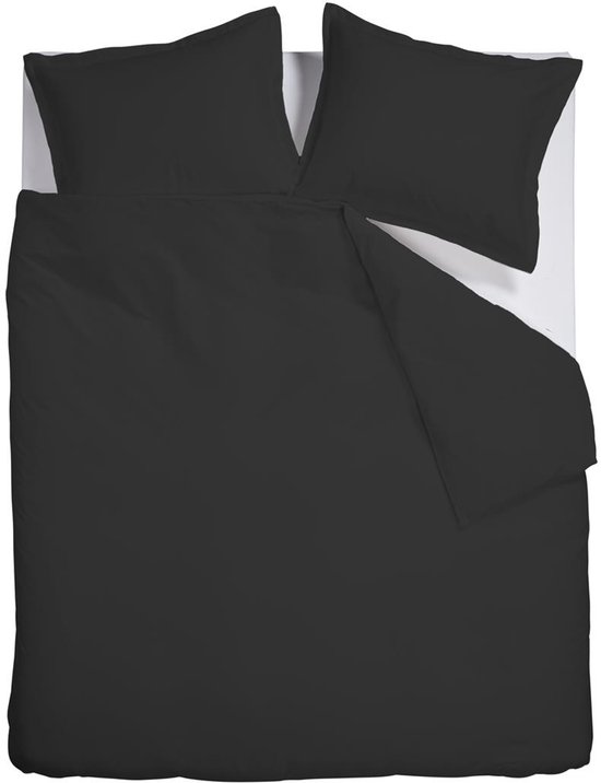 Ambiante Satin Uni dekbedovertrek - Lits-Jumeaux - 240x200/220 cm - Zwart