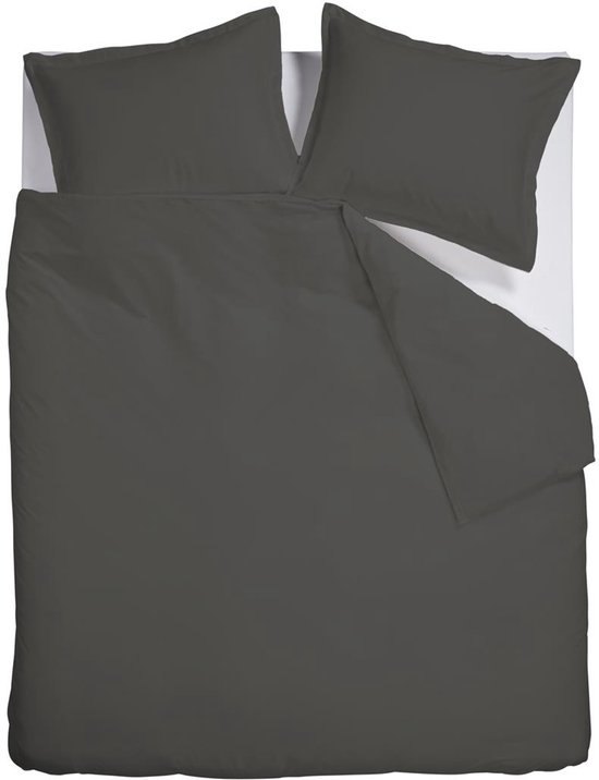 Ambiante Satin Uni dekbedovertrek - Tweepersoons - 200x200/220 cm - Donker Grijs