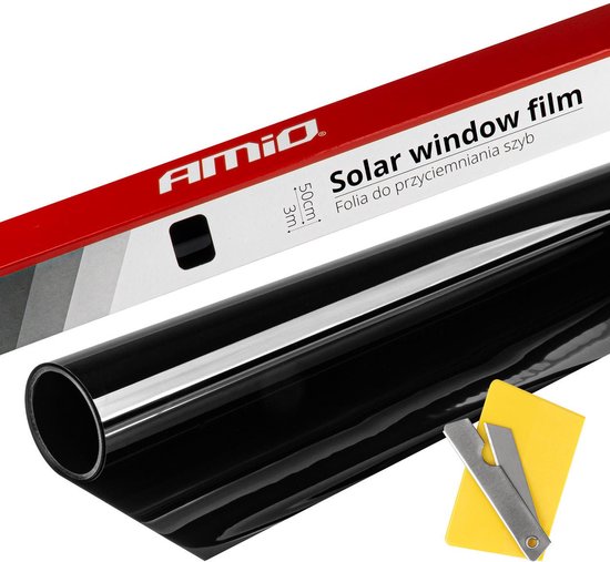 AMiO Auto Raamfolie Tint Vinyl Zwart 50x300cm (5%) - Zwarte Ramenfolie voor Privacy en Zonwering