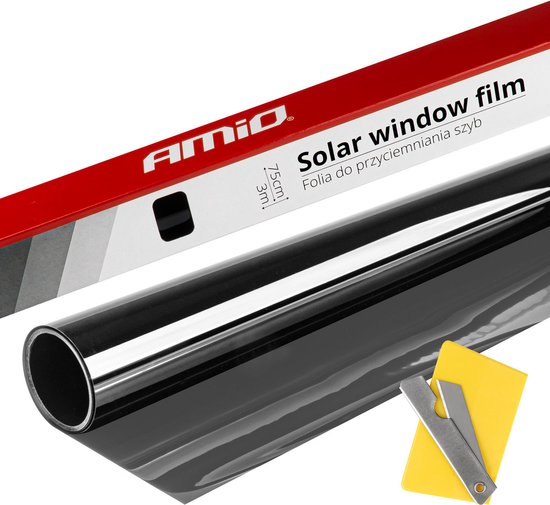 AMiO Autoraam Folie Tint Vinyl Zwart 75x300cm (30%) - Zwarte Ramenfolie voor Zonwering en Privacy met Tool