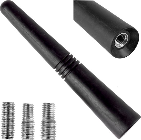 AMIO FM/AM Auto Antenne Mini Universeel Zwart 9 cm – Compacte Haaienvin Antenne voor Alle Auto’s