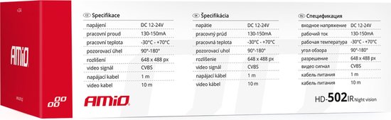 AMiO Inbouw Achteruitrij Camera IR LED Nachtzicht voor Bakwagen / Bus / Vrachtwagen / Camper Zwart van AMiO