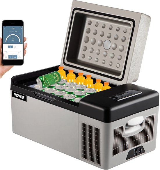 Amolass - Elektrische Koelbox - Mini Koelkast- Compressor - Koelbox voor Kamperen - 20L - 12/24V (DC)/110–240V (AC) - Grijs van Merkloos