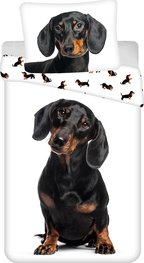 Animal Pictures Dekbedovertrek, Teckel - 1-persoons - 140 x 200 + 70 x 90 cm - Katoen van Animal Pictures