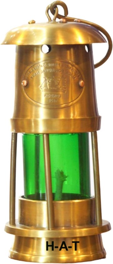 Antieke Olie Lamp - Scheepslantaarn Decoratie - Sfeer Verlichting - Decoratief Verzamelstuk - 6 Inch - Antiek Messing Groen