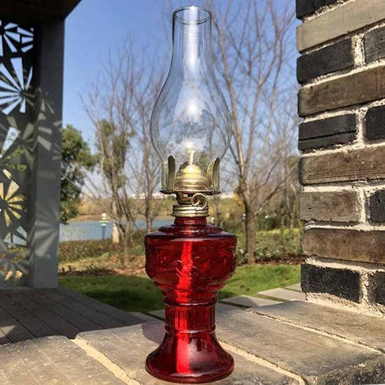 Antieke Olielamp - Stormlantaarn - Binnen en Buiten - Lichtgewicht Ontwerp - 345 Gram - Rood