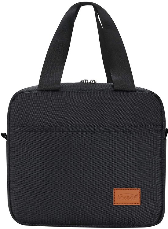 AOSBOS kleine koeltas lunchtas met rits waterdicht voor werk zwart 4L van Merkloos
