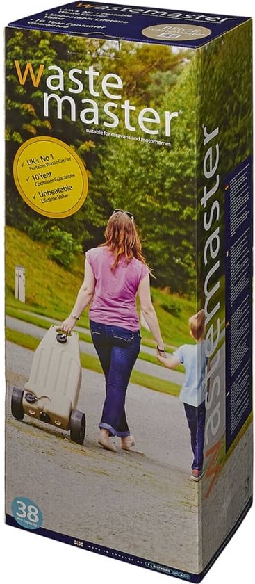 Aquaroll Wastemaster vuilwatertank - 38 liter - met wieltjes - beige - inclusief spanbanden van Aqua