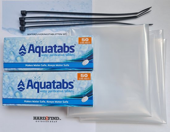 Aquatabs® Waterzuiveringstabletten Set - 100 stuks - Compleet pakket voor het zuiveren van 100 liter water van Merkloos
