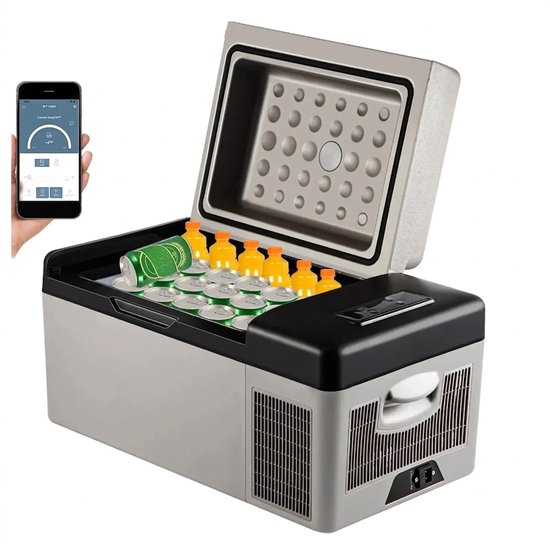 Archi Auto koelkast 20L – Koelbox - Draagbaar – Elektrische mini koelkast voor auto, camping, reizen & outdoor – Zwart/grijs