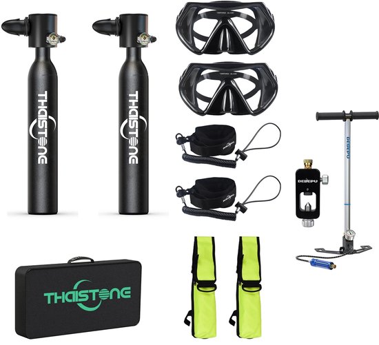 Archi Mini Duikapparatuur - Sport & Outdoor → Watersport → Duiken → Duikflessen - Duiken - 0,5 Liter - 200 Bar - Drukmeter - Aluminium