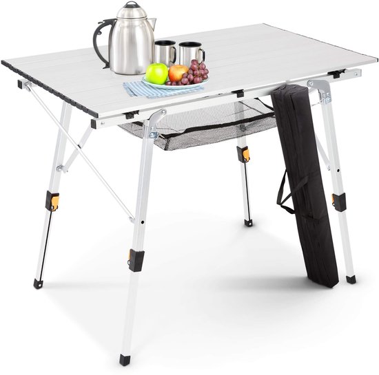 AREBOS campingtafel 120 x 70 cm roltafel aluminium klaptafel outdoor zilver