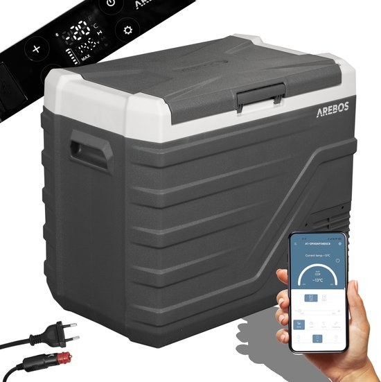 AREBOS Compressor Koelbox - Koelbox Elektrisch 12V 230 Volt - Koelbox Auto - 43L - Temperatuurregeling via APP of LCD-touchscreen van AREBOS