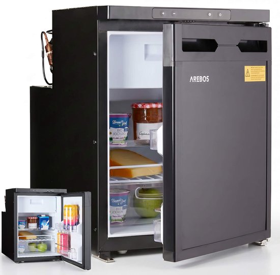 AREBOS Compressor Koelkast 50L 12/24V met Vriesvak -20°C voor Camper & Auto