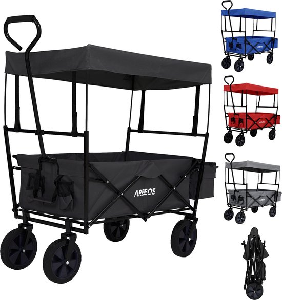 AREBOS Handwagen Vouwbare dak Handwagen Vouwbare Trolley Uitrustingswagen Zwart van AREBOS
