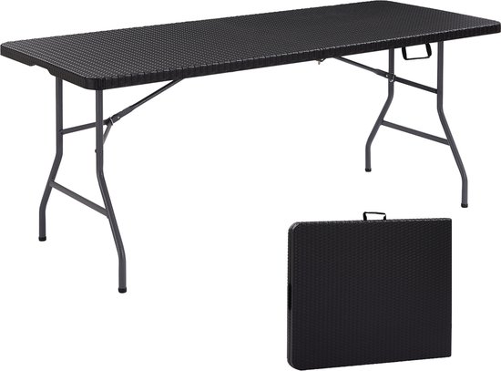 AREBOS Klaptafel - Inklapbare tafel - Campingtafel - Vouwtafel - Weerbestendig - Zwart - 182 × 74 × 74 cm - 6 personen van AREBOS