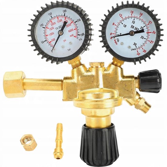 Argon CO2-meterregelaar - Draaibediening - Rubberen beschermkap - Schokbestendig en valbestendig - MIG MAG TIG Argon CO2 Stikstof van Merkloos