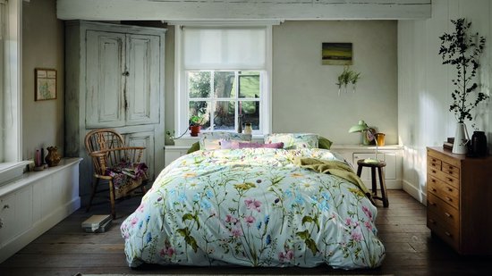 Ariadne at Home Bloom dekbedovertrek - Eenpersoons - 140 x 200/220 cm - Blauw van Merkloos