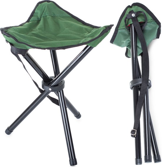 Ariko inklapbaar Viskrukje - 3 poots Krukje - Groen/ Zwart - Lichtgewicht - Opvouwbaar - Kampeerkruk - Festivalkruk van Ariko