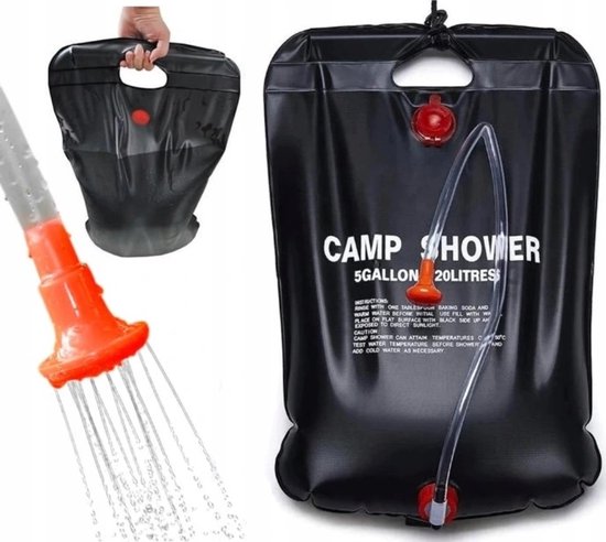 Ariko L Mobiele Solar Camping Douche Zak - Kampeer Buiten Douche / Camp Shower - Festival - Solar - 20 Liter - Zwart van Ariko