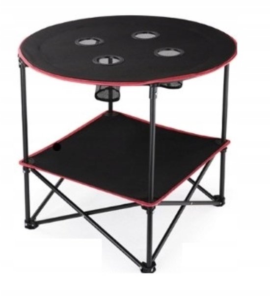 Ariko Opvouwbare Campingtafel - Met Bekerhouder - Stevig Polyester - Inklapbaar - Lichtgewicht 2 Kg - 72cm Blad - 63cm Hoog - Met Handige Reistas van Merkloos