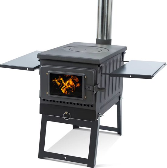 ASH® - BBQ combinatie kachel - Veranda kachel - Draagbaar Houtkachelfornuis - Survival firewood stove - Outdoor Houtkachel - Outdoor stove van Merkloos