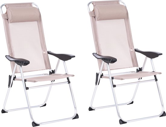 ASINE - Tuinstoel set van 2 - Beige - Aluminium