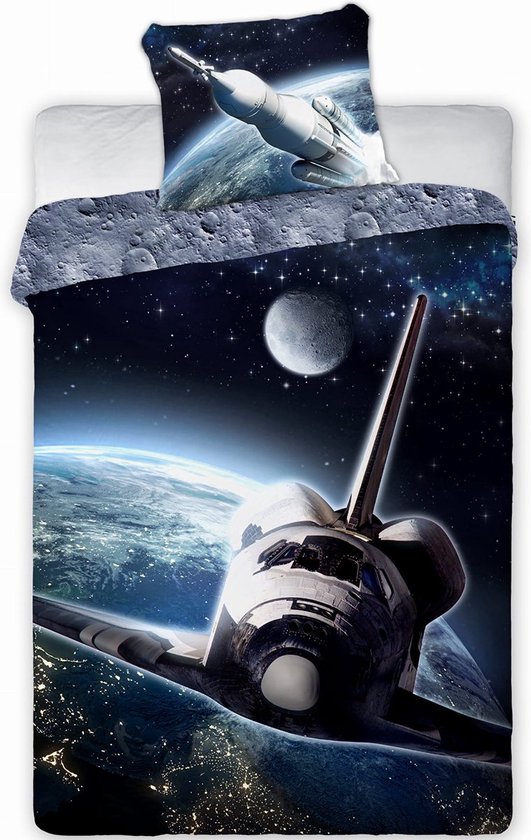 Astronaut Dekbedovertrek, Ruimtevaart - Eenpersoons - 140 x 200 cm - Katoen van Snurk.