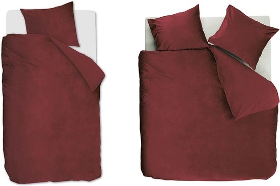 At Home by Beddinghouse Tender dekbedovertrek - Lits-Jumeaux - 240x200/220 cm - Donker Rood van Merkloos
