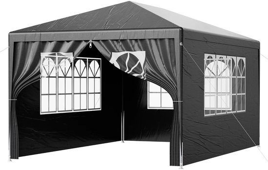 Atlasyx partytent - Tent - Luifel - Partytent 3x4 - Tuinpaviljoen - Terrasoverkapping - Waterdicht - 3 × 4 × 2 m - Zwart